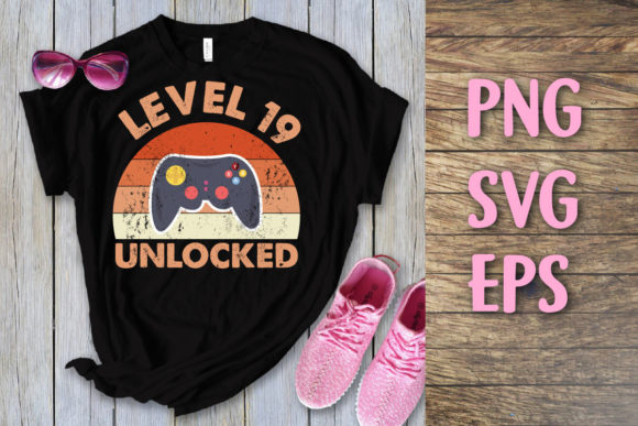 Level 19 Unlocked Vintage Birthday Svg: Graphics for T-Shirt Designs