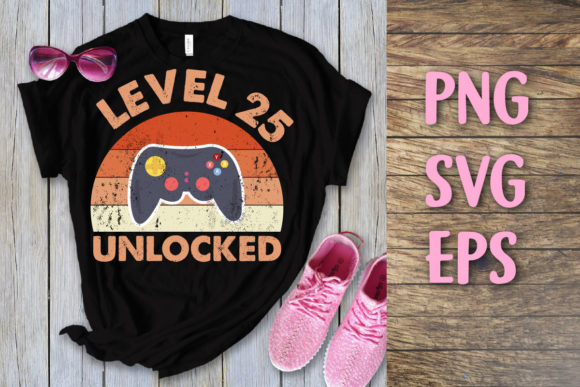 Level 25 Unlocked Vintage Birthday Svg Graphics