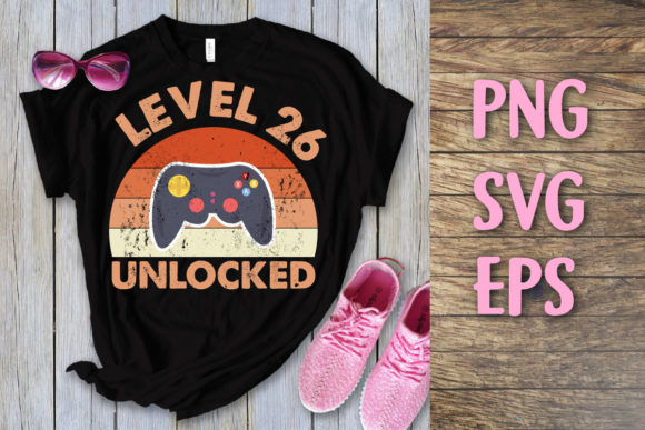 Level 26 Unlocked Vintage Birthday Svg: Graphics for T-Shirt Designs