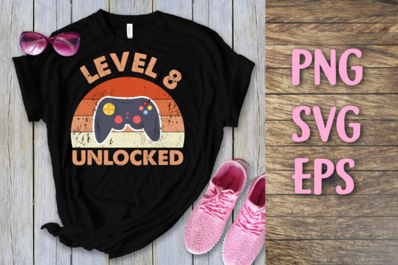 Level 8 Unlocked Vintage Birthday Svg: Graphics for T-Shirt Designs