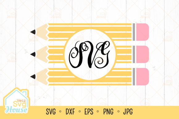 Pencil Name Frame Svg Teacher Monogram